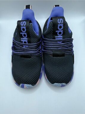 adidas Kids Black & Purple Lace-Detail Athletic Sneakers
